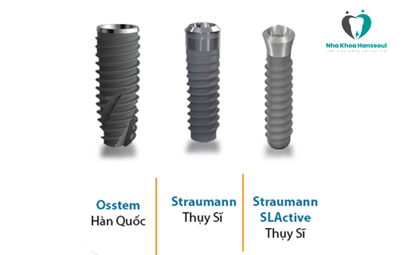 1 số loại trụ Implant tại Nha Khoa Hanseoul