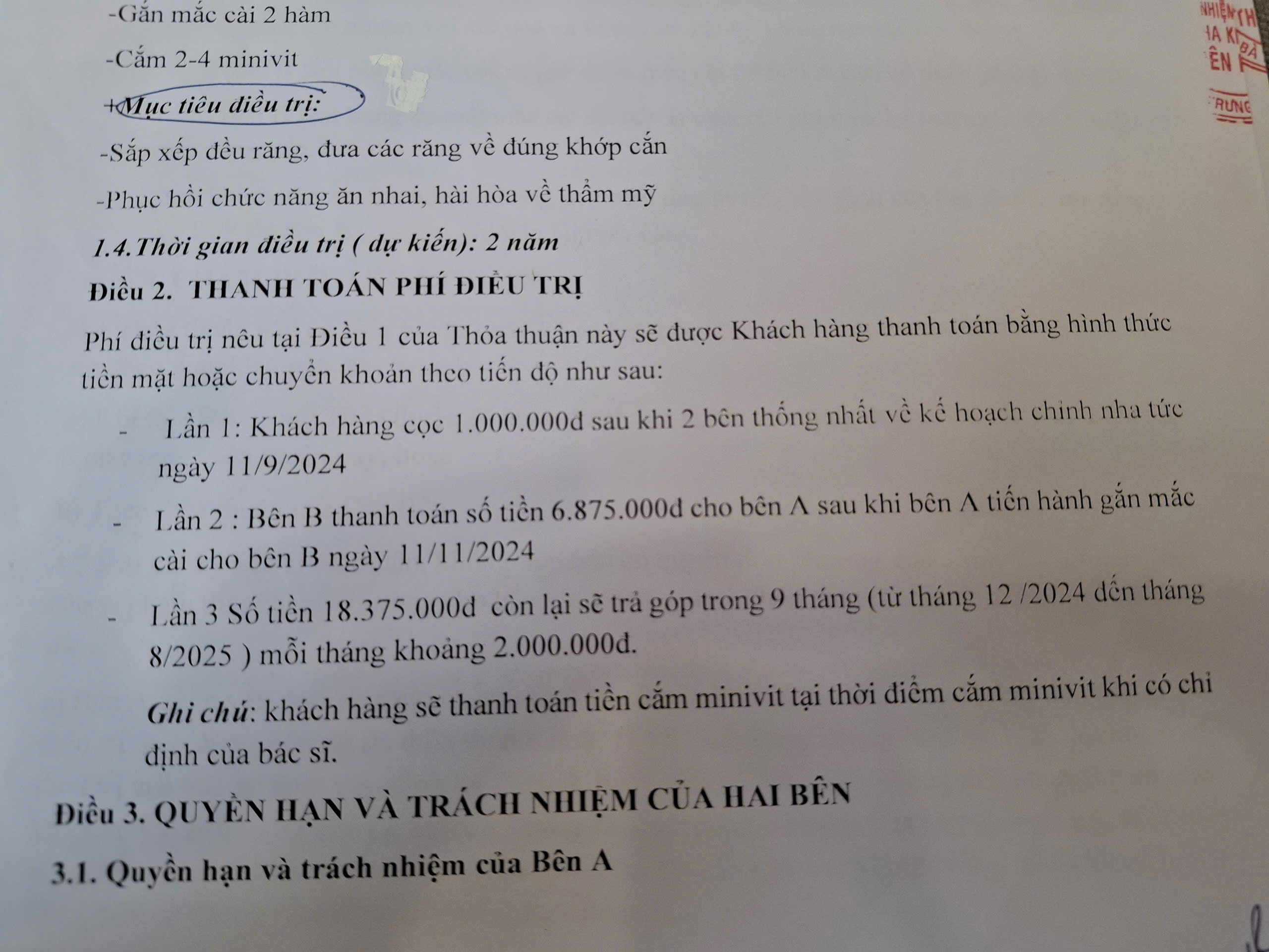 Hợp đồng thanh toán trả góp Nha khoa Hanseoul
