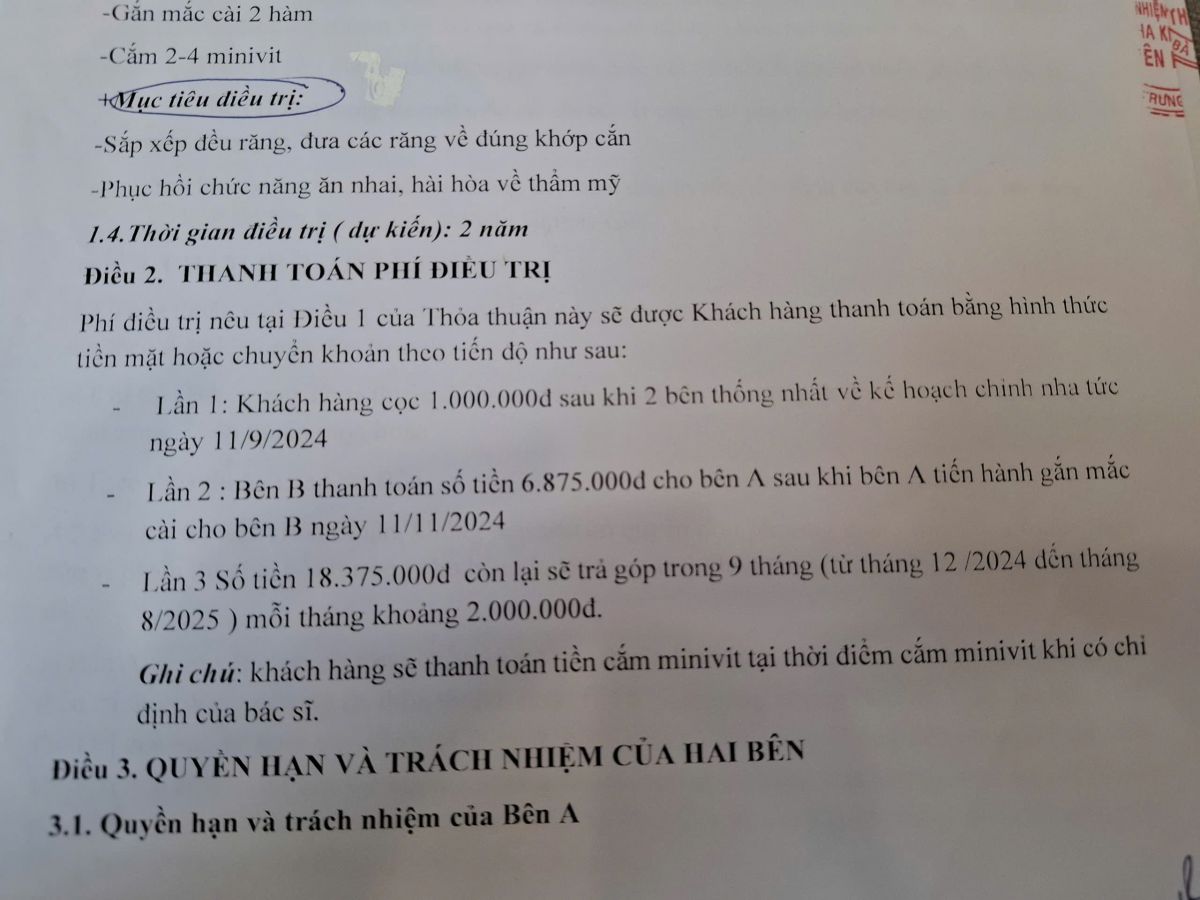 Hợp đồng thanh toán trả góp Nha khoa Hanseoul